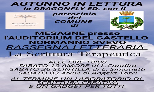 La scrittura come terapia, al via la rassegna letteraria a cura di “Dragonfly edizioni” 