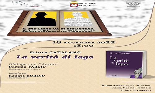 Museo Ribezzo:Presentazione del libro “La verità di Iago” di Ettore Catalano.