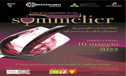 Brindisi: la Confesercenti Provinciale organizza il Corso di avvicinamento al vino - Sommelier 