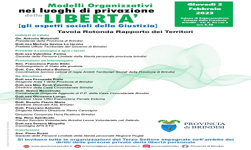 Provincia di Brindisi convegno su modelli organizzativi nei luoghi di privazione della liberta'