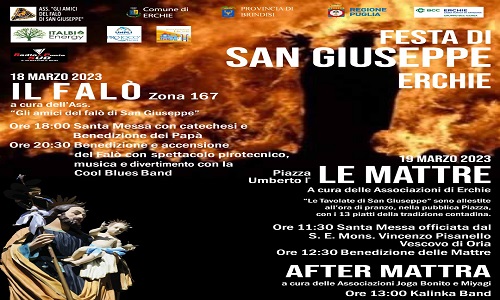 Erchie ritorna l'annuale falo' di San Giuuseppe e le Mattre