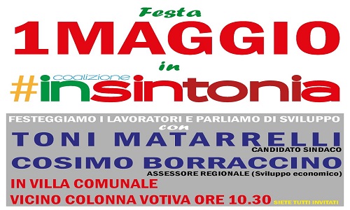 Matarrelli:Primo Maggio, riflessioni sul lavoro: nella villa comunale con Borraccino