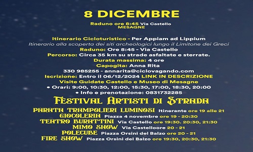 Festival “Artisti di Strada nei Castelli”, domenica 8 dicembre il gran finale a Mesagne