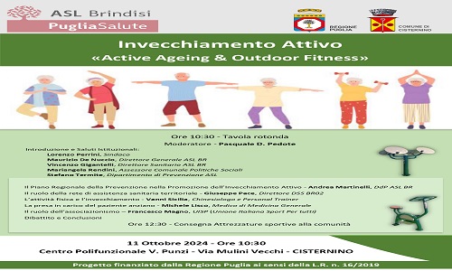 Active ageing & Outdoor fitness”, l'11 ottobre a Cisternino conferenza sul progetto