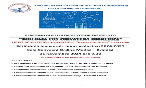 ordine dei medici di Brindisi convegno su "Biologia con curvatura biomedica"