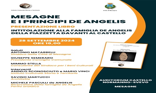 "Mesagne e i Principi de Angelis", la presentazione del libro e l’intitolazione della piazzetta