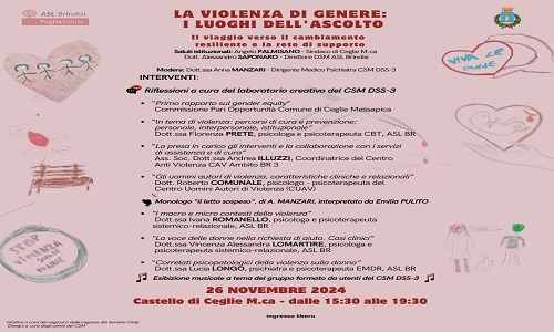 “La violenza di genere: i luoghi dell’ascolto”, un evento a Ceglie Messapica 