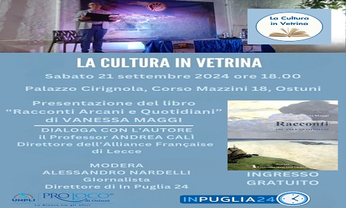 Ostuni, al via la rassegna letteraria “La Cultura in Vetrina