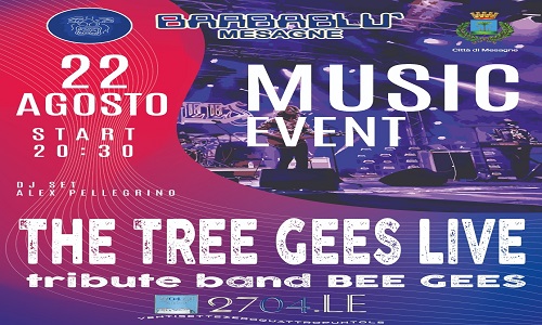 Tree Gees live, il 22 agosto a Mesagne un’altra serata organizzata da “Quelli del Barbablù”