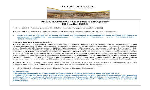 Invito evento “La notte dell’Appia” - 28 luglio 2024