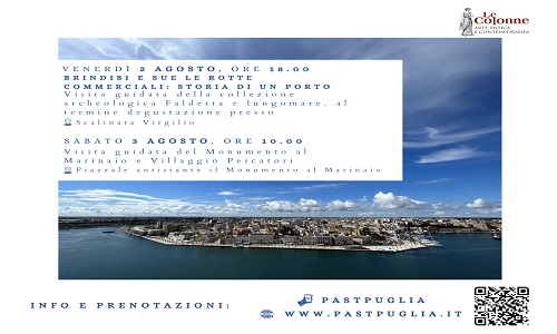 Alla scoperta di Brindisi: il 2 e 3 agosto due appuntamenti per scoprire la storia della città